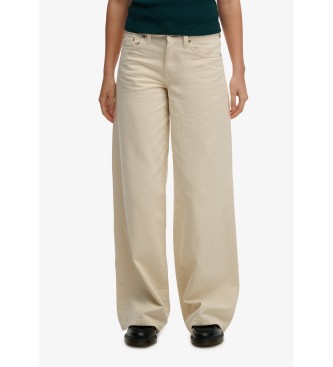 Superdry Pantalon baggy blanc