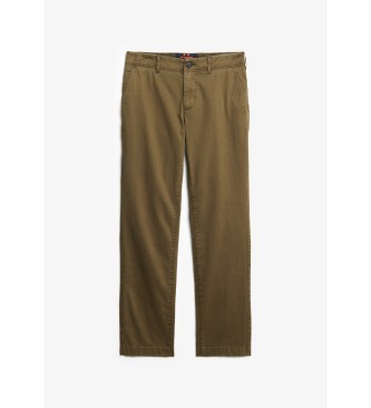 Superdry Pantalon chino taille moyenne marron