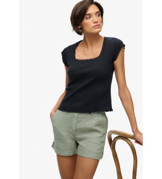 Superdry Szorty Mid Rise Linen zielone