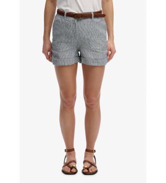 Superdry Szorty Mid Rise Linen niebieskie