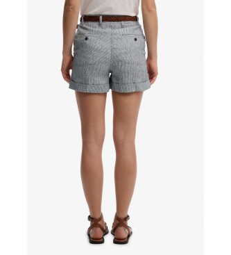 Superdry Szorty Mid Rise Linen niebieskie