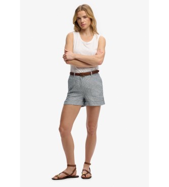 Superdry Szorty Mid Rise Linen niebieskie