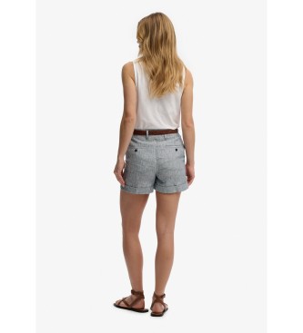 Superdry Szorty Mid Rise Linen niebieskie