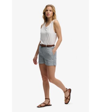 Superdry Szorty Mid Rise Linen niebieskie
