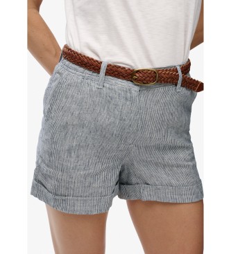 Superdry Szorty Mid Rise Linen niebieskie