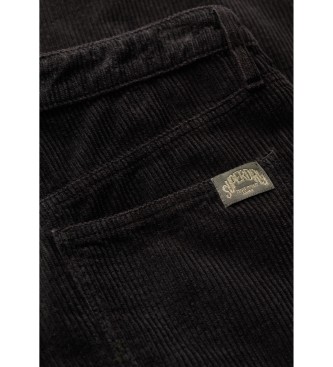 Superdry Mitteltaillierte Cordhose mit weitem Bein Schwarz