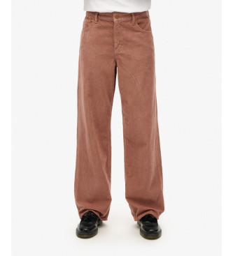 Superdry Pantalon en velours ctel  taille moyenne marron