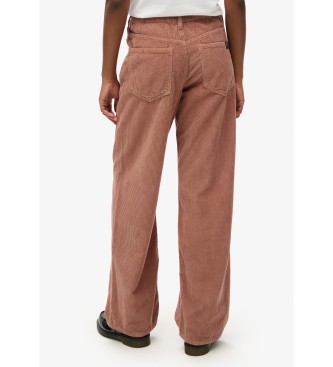 Superdry Pantalon en velours ctel  taille moyenne marron