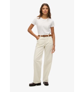 Superdry Pantaln Mid blanco roto