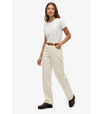 Superdry Pantaln Mid blanco roto