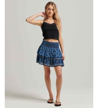 Superdry Tiered mini skirt with logo Vintage Logo blue