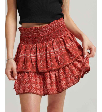 Superdry Tiered mini-skirt with red Vintage Logo logo