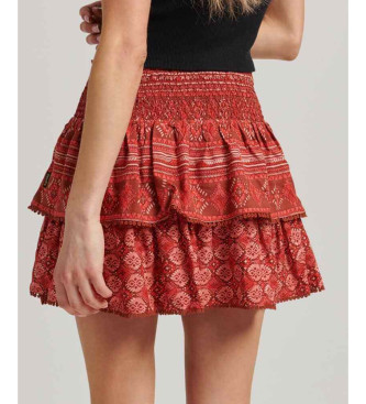 Superdry Tiered mini-skirt with red Vintage Logo logo