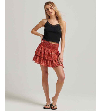 Superdry Tiered mini-skirt with red Vintage Logo logo