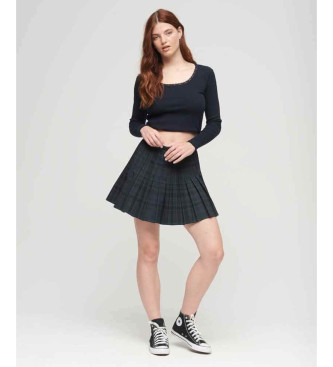 Superdry Black plaid pleated mini skirt