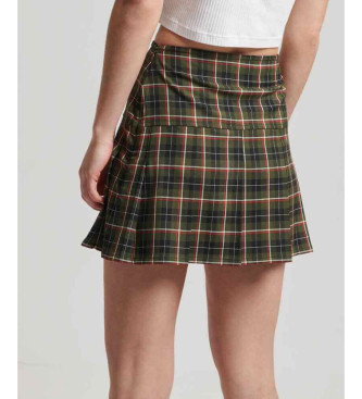 Superdry Vintage tweed pleated mini skirt green