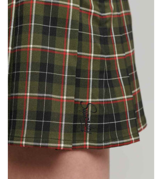 Superdry Vintage tweed pleated mini skirt green