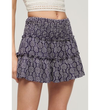 Superdry Navy tiered knitted mini skirt