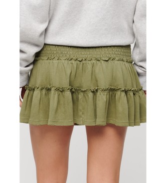 Superdry Minifalda de punto escalonada verde