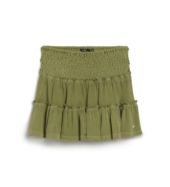 Superdry Minifalda de punto escalonada verde