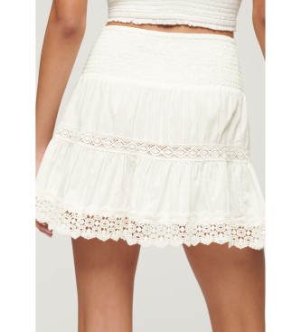 Superdry Mini skirt in fabric mix with white Ibiza lace