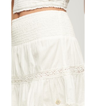 Superdry Mini spódniczka z mieszanki tkanin z białą koronką Ibiza