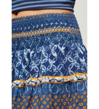 Superdry Blue printed ruffled mini skirt