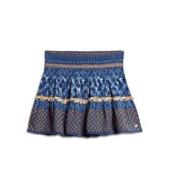 Superdry Blue printed ruffled mini skirt