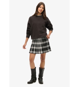 Superdry Minigonna a pieghe scozzese nera