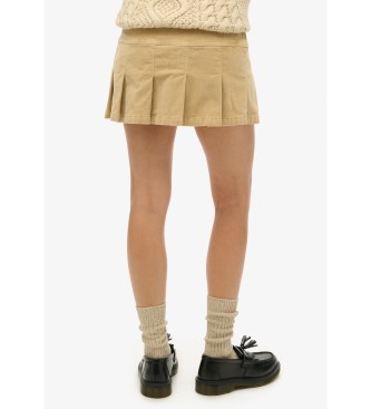 Superdry Plisseret miniskrt i fljl med vintage-logo beige