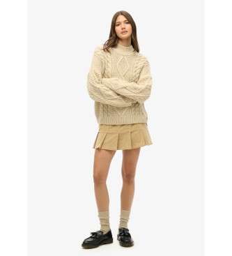 Superdry Plisseret miniskrt i fljl med vintage-logo beige