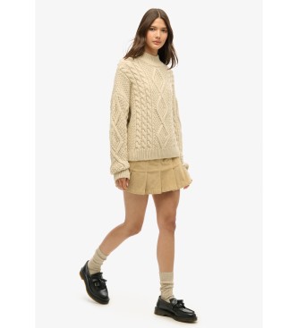 Superdry Plisseret miniskrt i fljl med vintage-logo beige