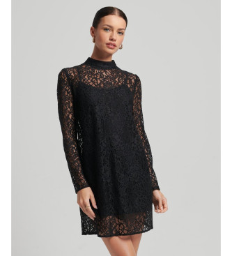 Superdry Black knit and lace dress