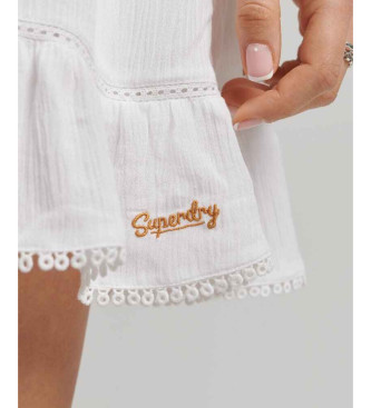 Superdry Biała mini sukienka plażowa na ramiączkach