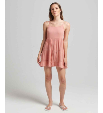 Superdry Rožnata mini obleka za plažo z naramnicami