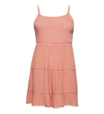 Superdry Różowa mini sukienka plażowa na ramiączkach