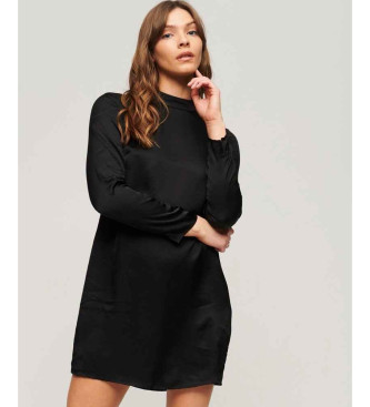 Superdry Satin mini-dress with black perkins collar