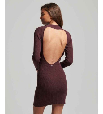 Superdry Dopasowana sukienka mini z odkrytymi plecami w kolorze brązowym