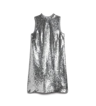 Superdry Silver straight mini dress with sequins