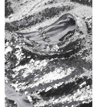 Superdry Silver straight mini dress with sequins