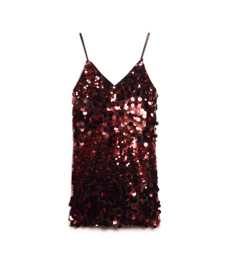 Superdry Mini sukienka z cekinami Disco czerwona