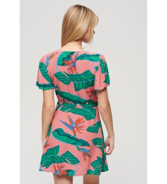 Superdry Crossover-kjole med pink print