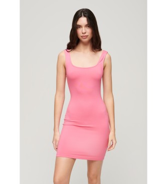 Superdry Pink knitted mini dress with square neckline