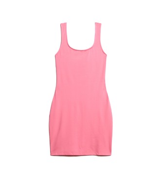 Superdry Pink knitted mini dress with square neckline