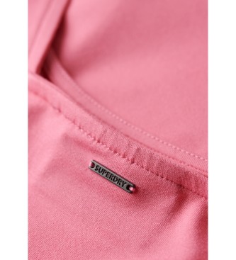 Superdry Roze gebreide mini jurk met vierkante halslijn
