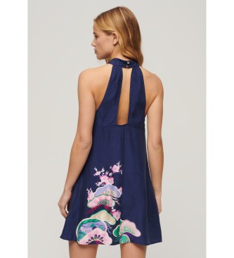 Superdry Printed sleeveless navy mini dress