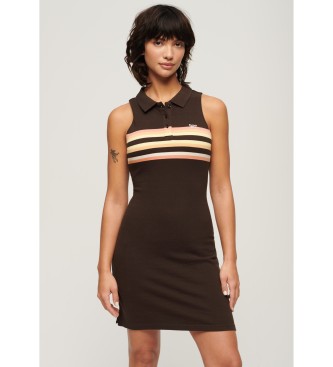 Superdry Brown knitted polo dress