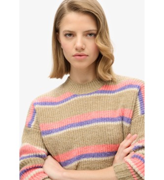 Superdry Beige striped round neck jumper