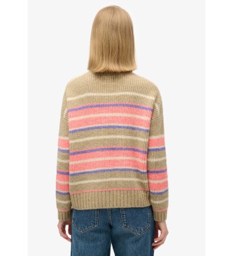 Superdry Beige stribet trje med rund hals