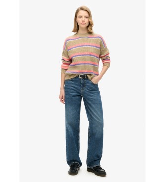 Superdry Beige striped round neck jumper